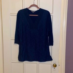 3/4 sleeve double layer lacy top